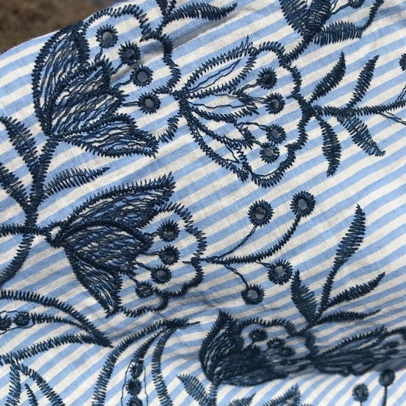 SOLD Swim Cover Up Wide Sleeve Embroidered Striped NWT - Picture 6 of 9